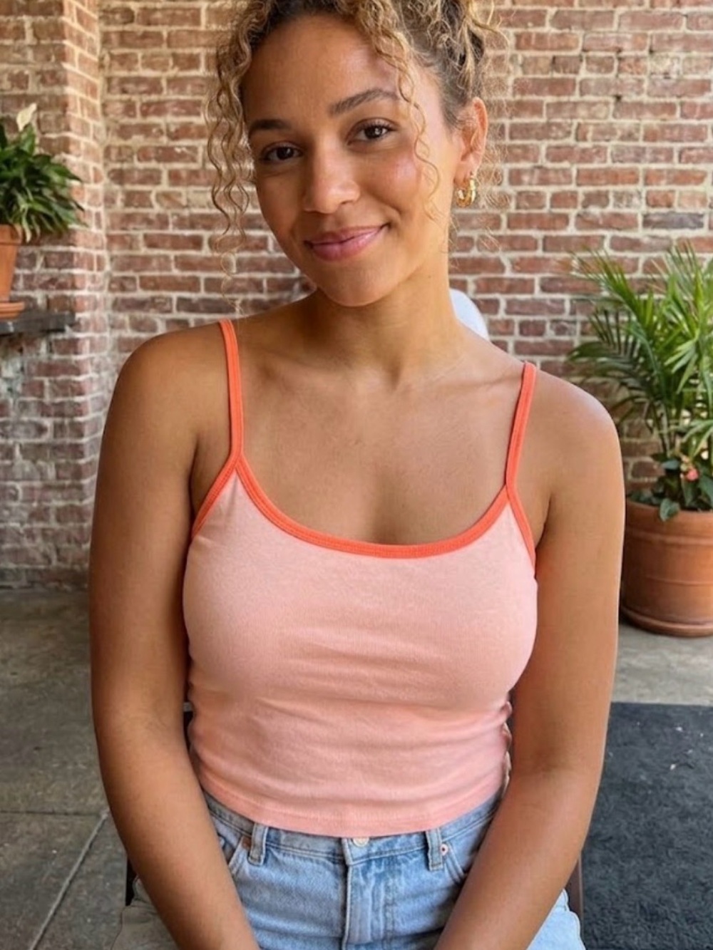 NOBO Peach Cami with Coral Trim